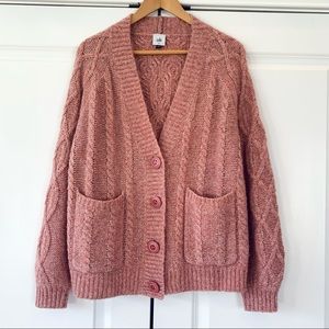 Cabi Sz S Confection Cardigan Sweater Cable Knit Wool Alpaca Blend Pink